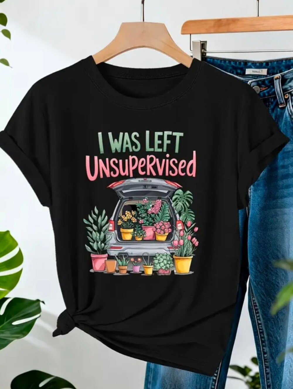 XL- I Was Left Unsupervised houseplants SS tee- NWT